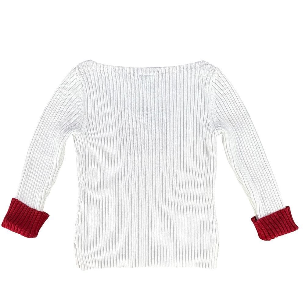 VTG Y2K Polo Ralph Lauren Polo Ribbed Knit Sweater American Flag White Red Small - Picture 3 of 15